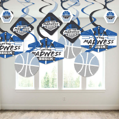 Blue Basketball - Let the Madness Begin - College Basketball Party Hanging Decor - Party Decoration Swirls - Set of 40