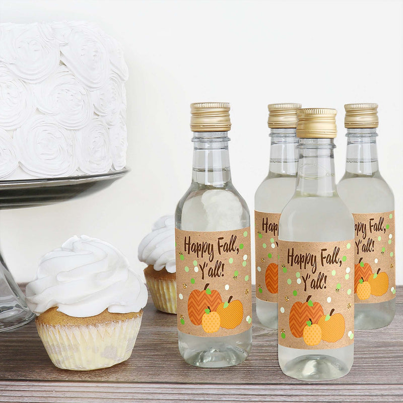 Pumpkin Patch - Mini Wine and Champagne Bottle Label Stickers - Fall, Halloween or Thanksgiving Party Favor Gift - For Women and Men - Set of 16