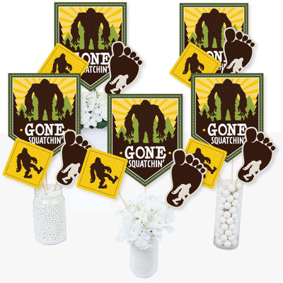 Sasquatch Crossing - Bigfoot Party or Birthday Party Centerpiece Sticks - Table Toppers - Set of 15
