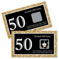 Adult 50th Birthday - Gold - Birthday Party Game Scratch Off Cards - 22 ct