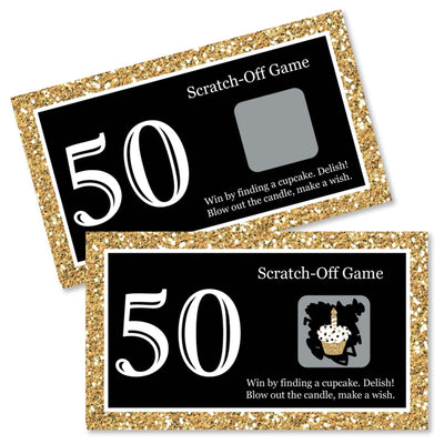 Adult 50th Birthday - Gold - Birthday Party Game Scratch Off Cards - 22 ct