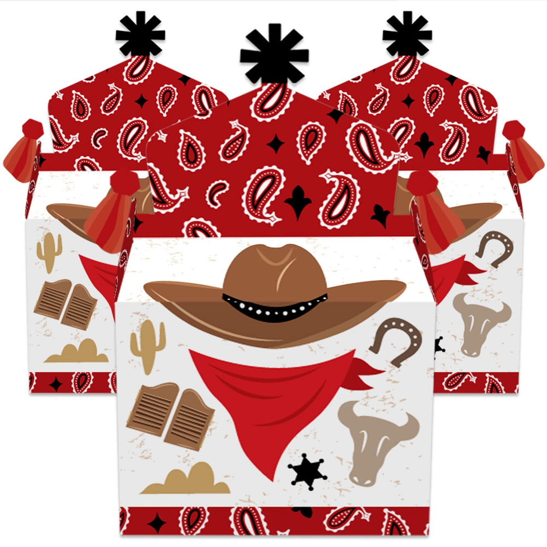 Western Hoedown - Treat Box Party Favors - Wild West Cowboy Party Goodie Gable Boxes - Set of 12