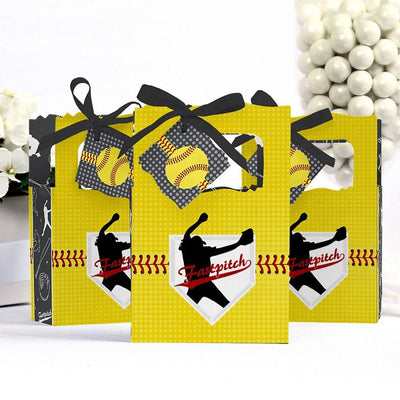 Grand Slam - Fastpitch Softball - Birthday Party or Baby Shower Favor Boxes - Set of 12