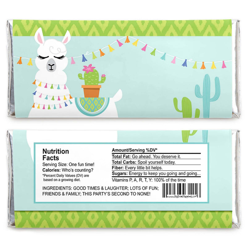 Whole Llama Fun - Candy Bar Wrapper Llama Fiesta Baby Shower or Birthday Party Favors - Set of 24