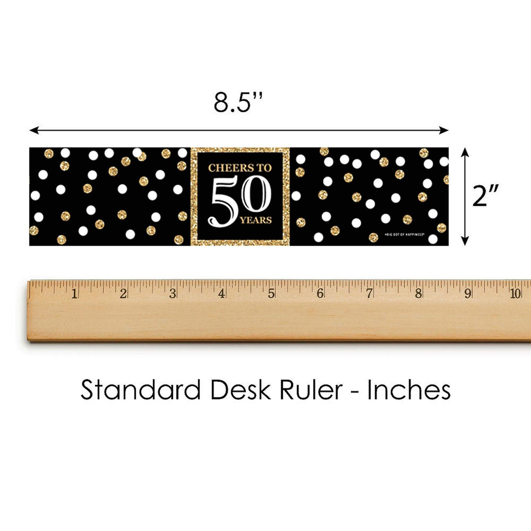 Adult 50th Birthday - Gold - Birthday Party Water Bottle Sticker Labels - Set of 20