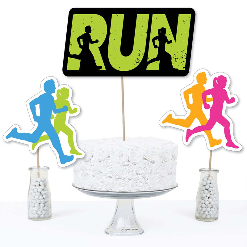 Set The Pace - Running - Track, Cross Country or Marathon Party Centerpiece Sticks - Table Toppers - Set of 15