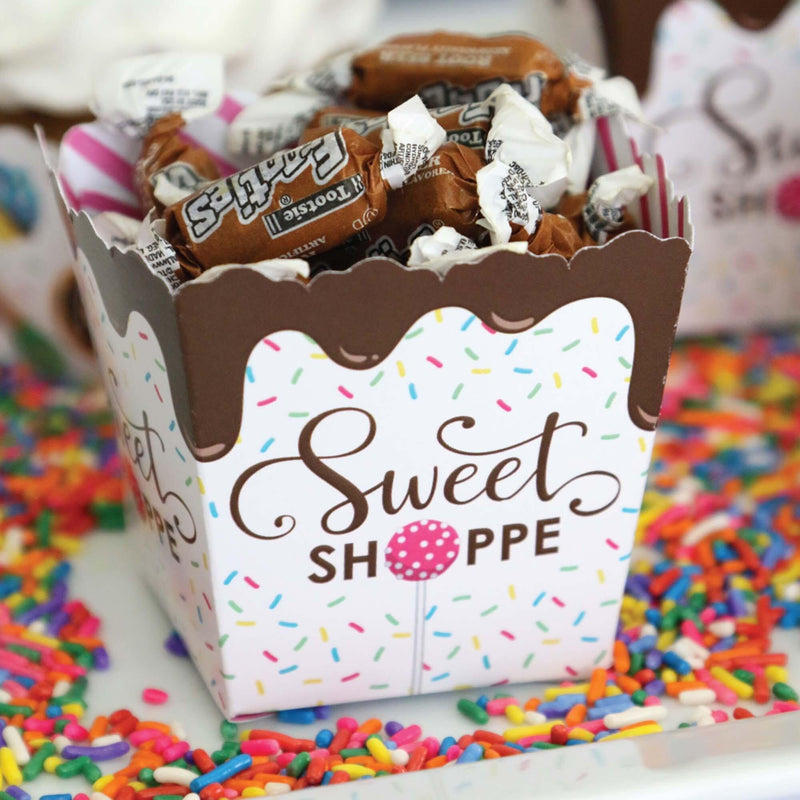 Sweet Shoppe - Party Mini Favor Boxes - Candy and Bakery Birthday Party or Baby Shower Treat Candy Boxes - Set of 12