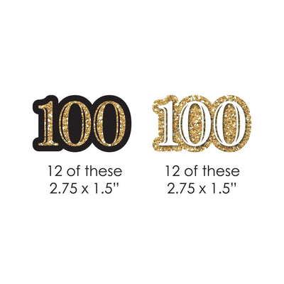Adult 100th Birthday - Gold - DIY Shaped Party Paper Cut-Outs - 24 ct