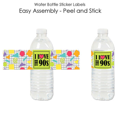 90's Throwback - 1990s Party Water Bottle Sticker Labels - Set of 20
