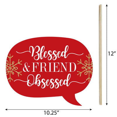 Funny Red and Gold Friendsmas - 10 Piece Friends Christmas Party Photo Booth Props Kit