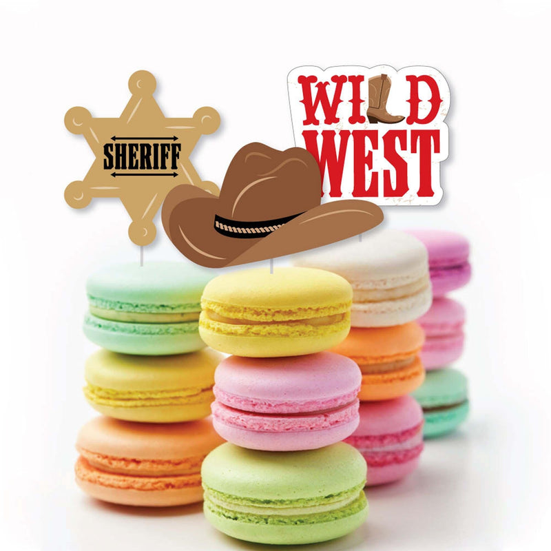 Western Hoedown - Dessert Cupcake Toppers - Wild West Cowboy Party Clear Treat Picks - Set of 24