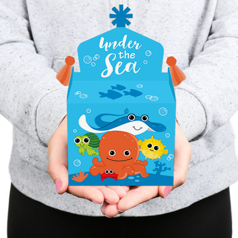Under The Sea Critters - Treat Box Party Favors - Baby Shower or Birthday Party Goodie Gable Boxes - Set of 12