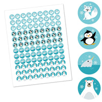 Arctic Polar Animals - Winter Baby Shower or Birthday Party Round Candy Sticker Favors - Labels Fit Hershey's Kisses - 108 ct