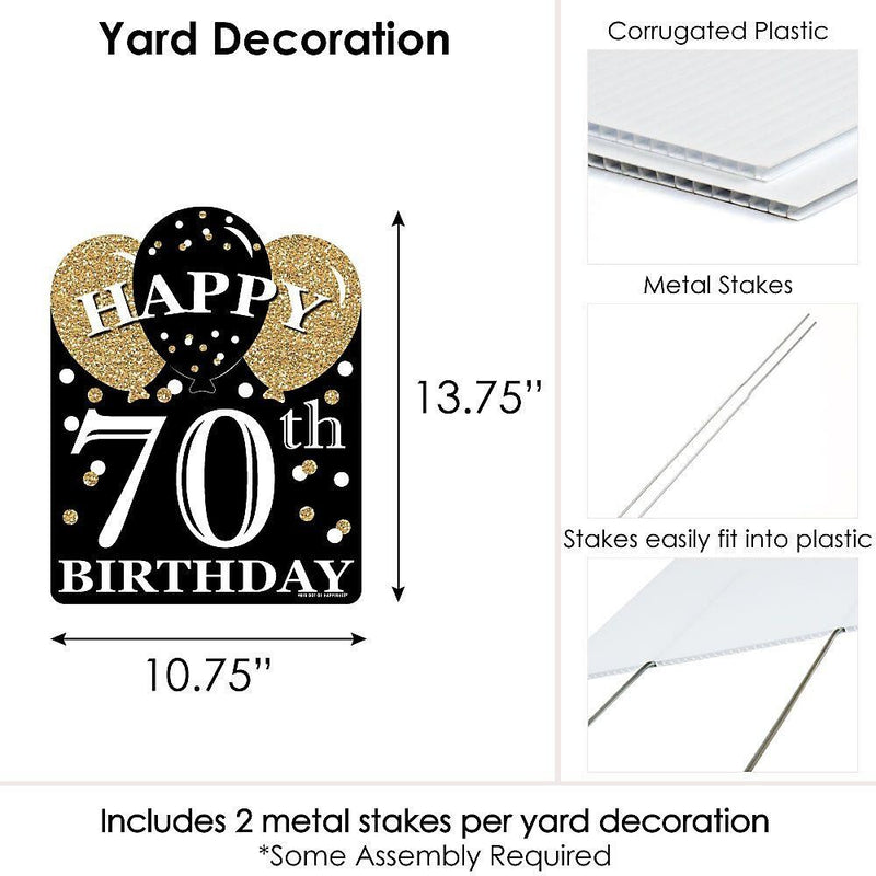 Adult 70th Birthday - Gold - Outdoor Lawn Sign - Birthday Party Yard Sign - 1 Piece