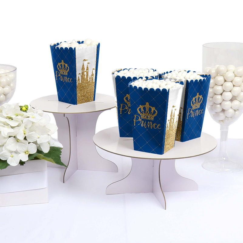 Royal Prince Charming - Baby Shower or Birthday Party Favor Popcorn Treat Boxes - Set of 12