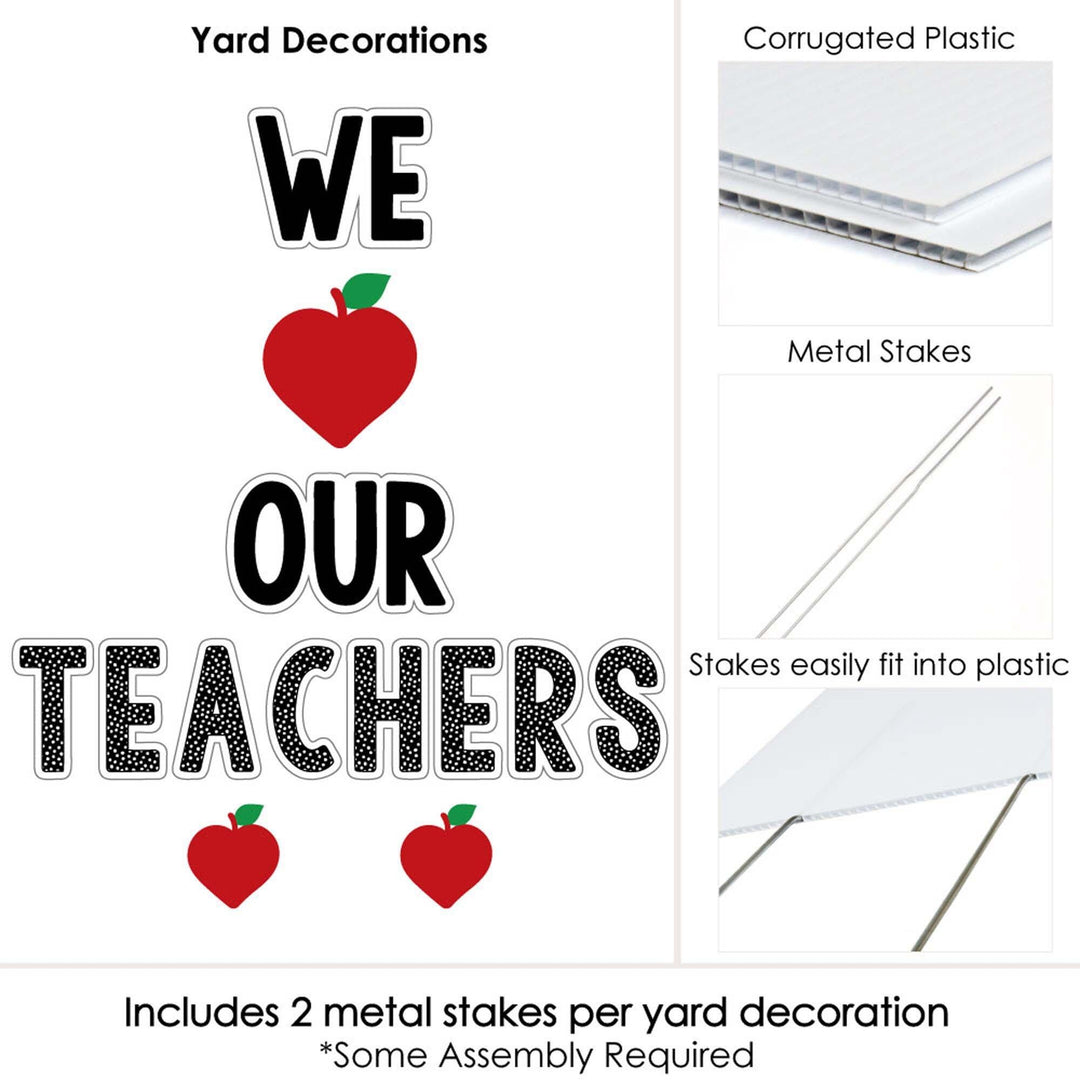 Teacher Appreciation - First and Last Day of School Yard Sign Outdoor Lawn Decorations - Thank You Teachers Yard Signs - We Love Our Teachers