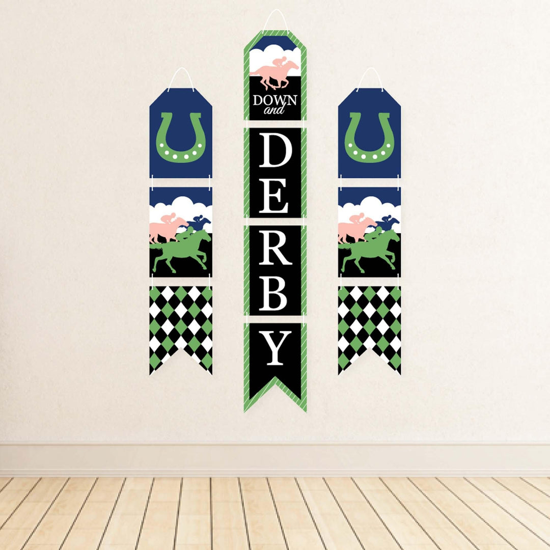 Kentucky Horse Derby - Hanging Vertical Paper Door Banners - Horse Race Party Wall Decoration Kit - Indoor Door Decor