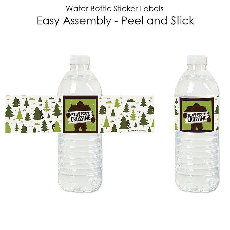 Sasquatch Crossing - Bigfoot Party or Birthday Party Water Bottle Sticker Labels - Set of 20