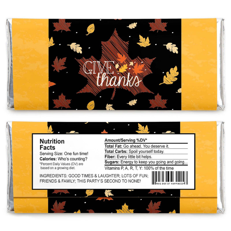 Give Thanks - Candy Bar Wrapper Thanksgiving Party Favors - Set of 24