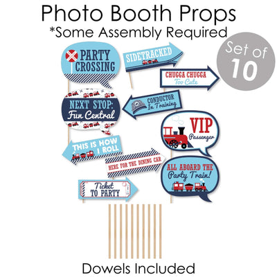 Railroad Party Crossing - Banner and Photo Booth Decorations - Steam Train Birthday Party or Baby Shower Supplies Kit - Doterrific Bundle