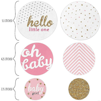 Hello Little One - Pink and Gold - Girl Baby Shower Giant Circle Confetti - Baby Shower Decorations - Large Confetti 27 Count