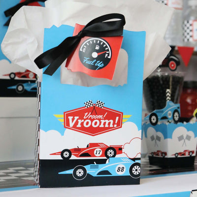 Let's Go Racing - Racecar - Baby Shower or Race Car Birthday Party Favor Boxes - Set of 12