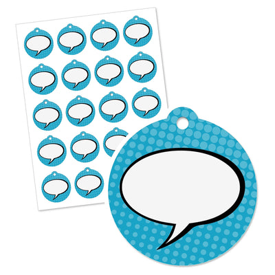 Bam Superhero - Baby Shower or Birthday Party Favor Gift Tags (Set of 20)