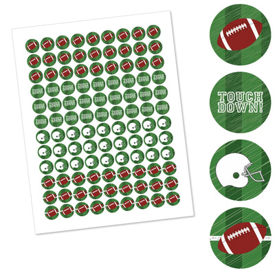End Zone - Football - Round Candy Labels Party Favors - Fits Hershey's Kisses - 108 ct