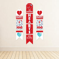 Happy Heartiversary - Hanging Vertical Paper Door Banners - CHD Awareness Wall Decoration Kit - Indoor Door Decor