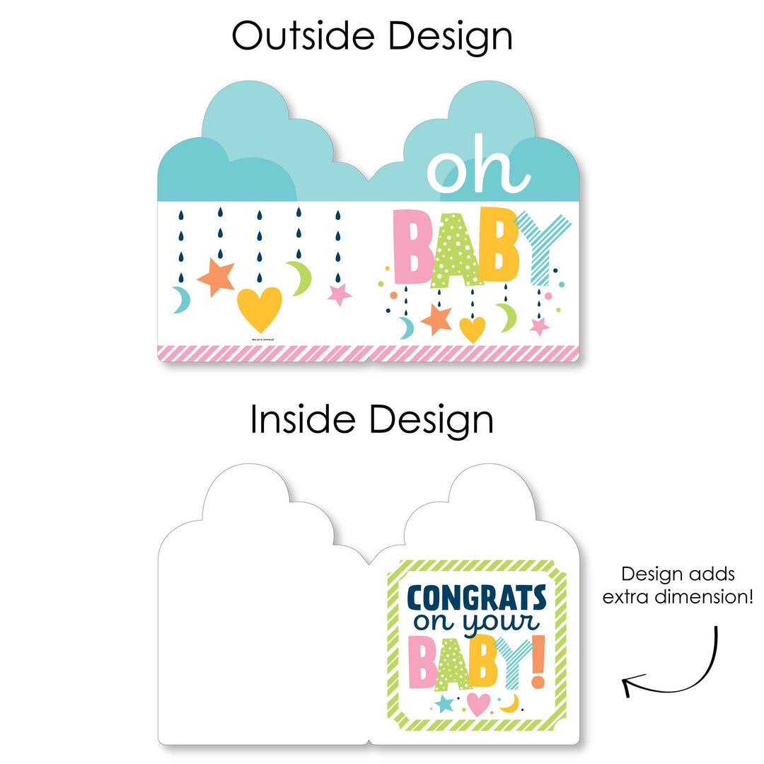 Colorful Baby Shower - Baby Shower Giant Greeting Card - Big Shaped Jumborific Card - 16.5 x 22 inches
