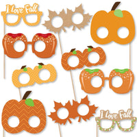 Pumpkin Patch Glasses and Masks - Paper Card Stock Fall, Halloween or Thanksgiving Party Photo Booth Props Kit - 10 Count