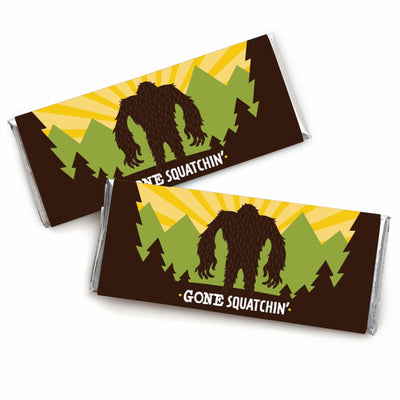 Sasquatch Crossing - Candy Bar Wrapper Bigfoot Party or Birthday Party Favors - Set of 24