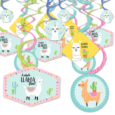 Whole Llama Fun - Llama Fiesta Baby Shower or Birthday Party Hanging Decor - Party Decoration Swirls - Set of 40