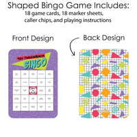 90's Throwback - Bar Bingo Cards and Markers - 1990s Party Bingo Game - Set of 18