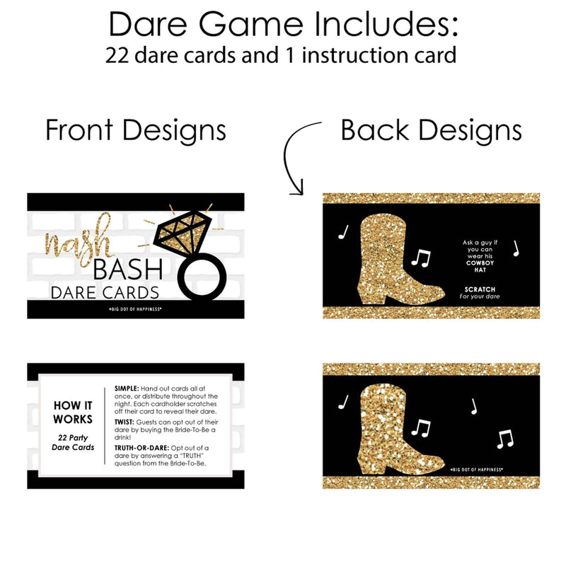 Nash Bash - Nashville Bachelorette Party Game Scratch Off Dare Cards - 22 ct