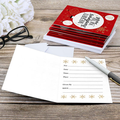 Red and Gold Friendsmas - Fill In Friends Christmas Invitations