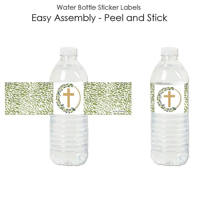 Elegant Cross - Religious Party Water Bottle Sticker Labels - Set of 20