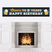 Cheers and Beers to 21 Years - Happy 21st Birthday Decorations Party Banner