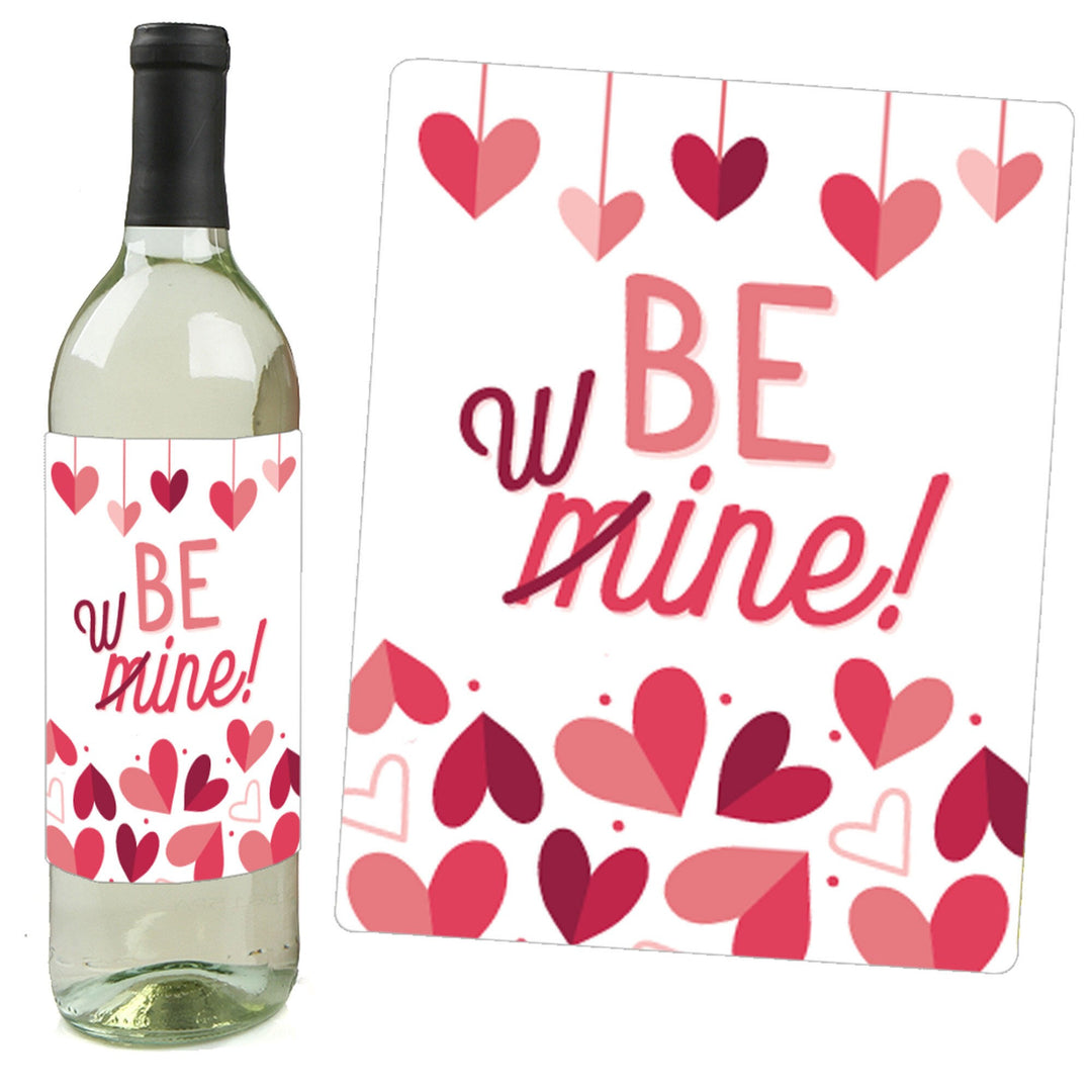 Happy Galentine's Day - Valentine's Day Party Decorations for Women and Men - Wine Bottle Label Stickers - Set of 4