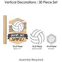Bump, Set, Spike - Volleyball - Baby Shower or Birthday Party DIY Dangler Backdrop - Hanging Vertical Decorations - 30 Pieces