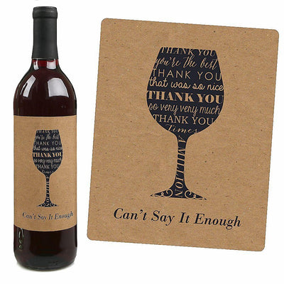 Thank You - Decorations for Women and Men - Wine Bottle Labels Thank You Gift - Set of 4
