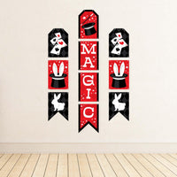 Ta-Da, Magic Show - Hanging Vertical Paper Door Banners - Magical Birthday Party Wall Decoration Kit - Indoor Door Decor