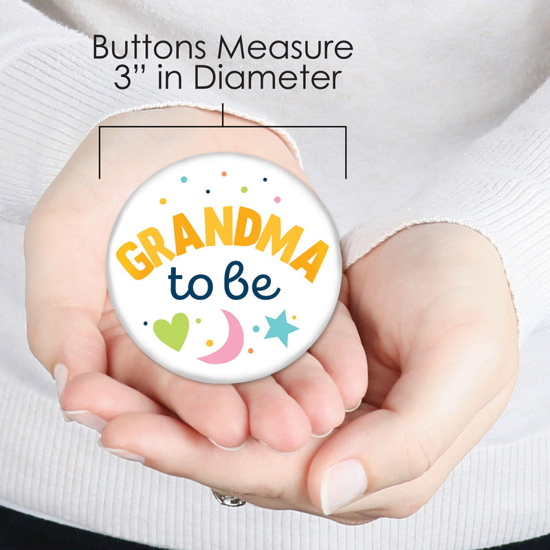 Colorful Baby Shower - 3 inch Gender Neutral Party Badge - Pinback Buttons - Set of 8