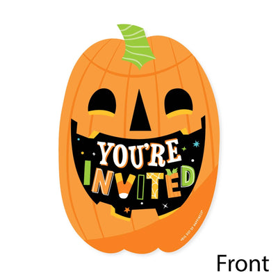 Jack-O'-Lantern Halloween - Shaped Fill-In Invitations - Halloween Party Invitation Cards with Envelopes - Set of 12