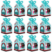 50's Sock Hop - Square Favor Gift Boxes - 1950s Rock N Roll Party Bow Boxes - Set of 12