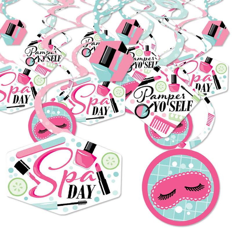 Spa Day - Girls Makeup Party Hanging Decor - Party Decoration Swirls - Set of 40
