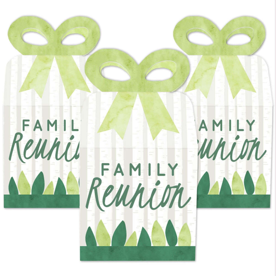 Family Tree Reunion - Square Favor Gift Boxes - Family Gathering Party Bow Boxes - Set of 12