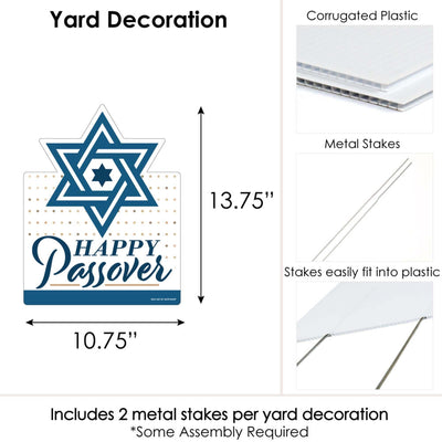 Happy Passover - Outdoor Lawn Sign - Pesach Jewish Holiday Party Yard Sign - 1 Piece