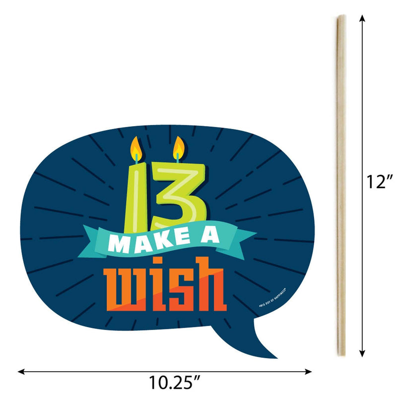 Funny Boy 13th Birthday - Official Teenager Birthday Party Photo Booth Props Kit - 10 Piece