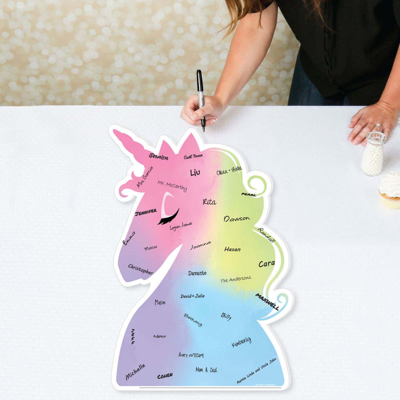 Rainbow Unicorn - Unicorn Guest Book Sign - Magical Unicorn Baby Shower or Birthday Party Guestbook Alternative - Signature Mat